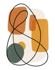 Hand Drawing Abstract Composition. Earthy pastel shades with Transparent effect and Textures. Use for poster, card, home decor, design, print, textile, fabric, shop, backdrop
