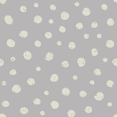 Cute polka dots seamless vector pattern background. Painted grunge textured dot shapes background. Scattered random circle confetti texture. Neutral graphic style design element repeat