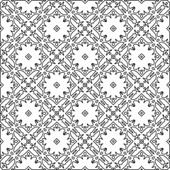 Vector monochrome pattern, Abstract texture for fabric print, card, table cloth, furniture, banner, cover, invitation, decoration, wrapping.Repeating geometric tiles with stripe elements.Black and 
wh