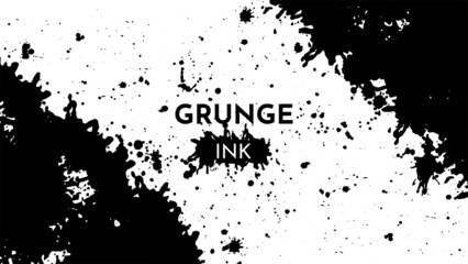 Obraz premium Abstract black ink brush banner with grunge effect on white background. Dirty texture splat. Vector illustration