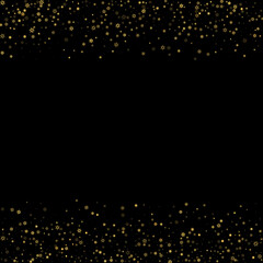 Falling Snow flakes golden pattern Holiday Vector