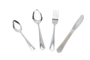 Set of cutlery spoon fork and knife stainless steel