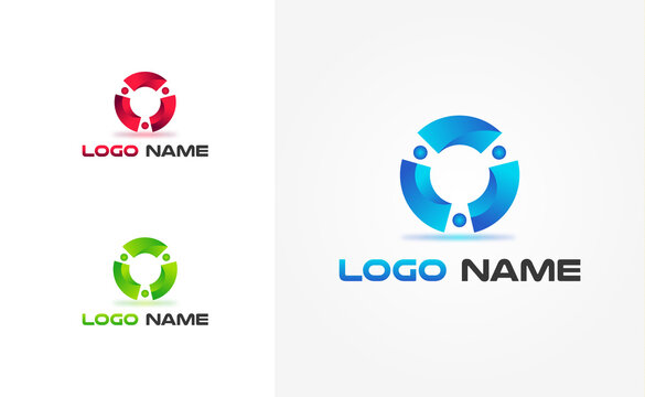Cool Gradient 3D Vector Logo Design With 3 Color Variations