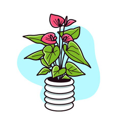 planter with floral plant