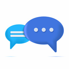 3d render chat speech bubbles. Talking, discussion, communication, message, speak symbol. Realistic chat icon. Template design for web, mobile and infographics. Vector illustration