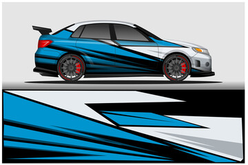 Obraz premium Car livery wrap decal, rally race style vector illustration abstract background