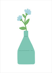 Flower in vase, simple flat design vector