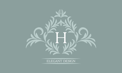 Elegant floral monogram design template for letters H. Calligraphic elegant ornament. Business sign, identity monogram for restaurant, boutique, hotel, heraldic, jewelry.