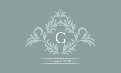 Elegant floral monogram design template for letters G. Calligraphic elegant ornament. Business sign, identity monogram for restaurant, boutique, hotel, heraldic, jewelry.