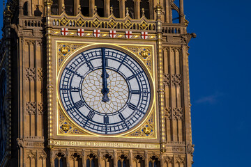 Fototapeta na wymiar The Clockface of the Elizabeth Tower in Westminster, London