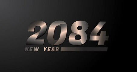 2084 animation Isolated on Black background, 2084 new year design template