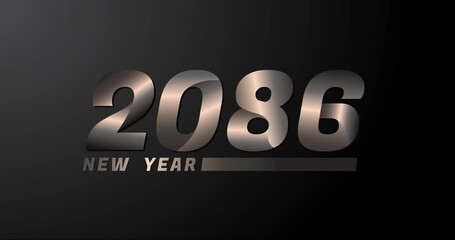 2086 animation Isolated on Black background, 2086 new year design template