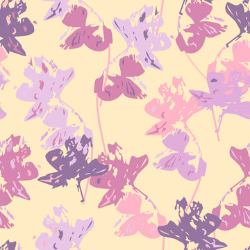Delicate and feminine seamless pattern with orchids, rastrer version. Сoncept of purity, refinement and femininity