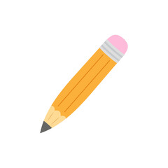 cartoon wooden pencil with rubber eraser isolated on white