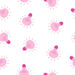 cartoon seamless pattern with light bulb, vector illustration