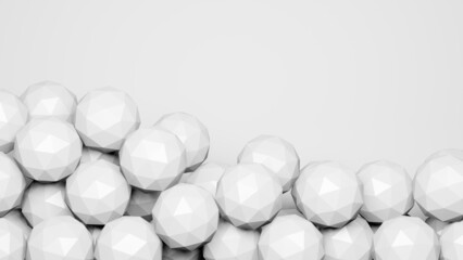 White faceted balls on a white background. The text space is at the top.