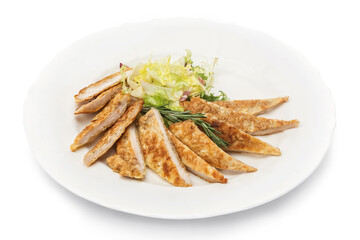Chicken with vegetables Ukrainian cuisine. Photo of food on a white background