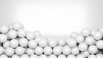 White gum balls on a white background. The place for the inscription is located at the top
