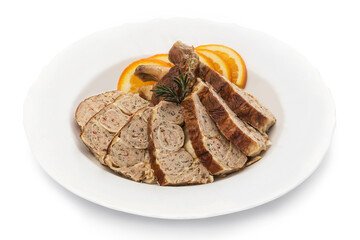 Chicken pate Ukrainian cuisine. Photo of food on a white background