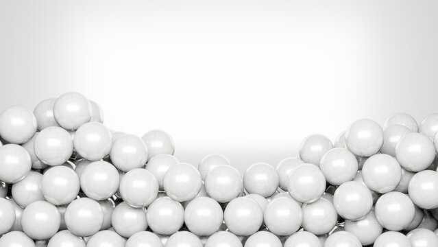 White gum balls on a white background. The place for the inscription is located at the top © Mikalai
