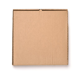 Top view of blank brown cardboard pizza box