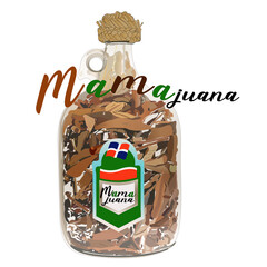 Mamajuana, dominican drink with medicinal properties, its flavor comes from the bark of a tree called brazilwood, its healing is done with honey and red wine, then put the rum or liquor of your choice - obrazy, fototapety, plakaty