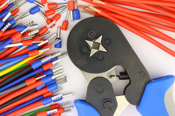 Mounting tools for the installation of an electric panel in close-up.