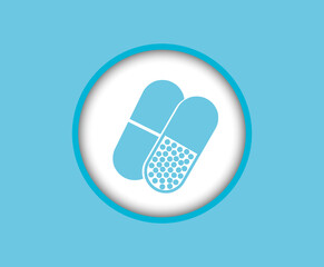 Icons of medicines, pills. Vector clipart with medical illustration.