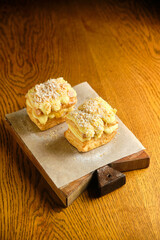 Teramisu cake on parchment paper