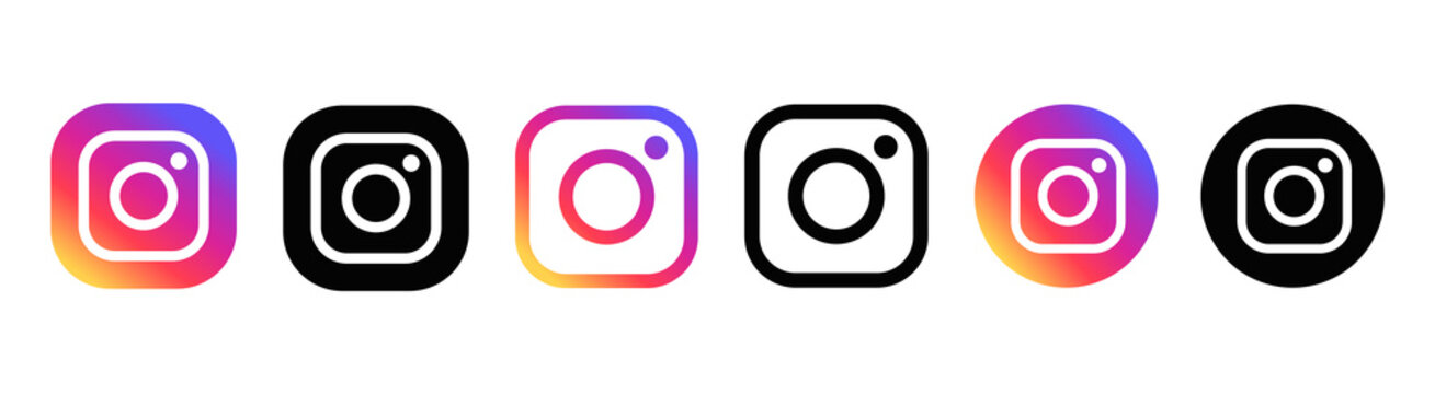 Instagram logo icon. New Instagram logotype camera icon, new colorful logo on pc screen. Instagram: Free application for sharing photos and videos with the elements of a social network.