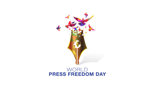 world press freedom day or Freedom of media and Journalism concept design