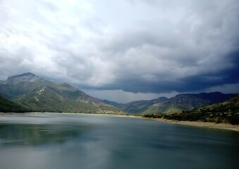 lake and mountains