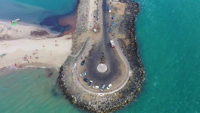Tip of Dhanushkodi top view from above