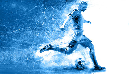 football player on blue background - 501605927