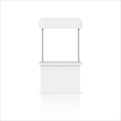 White blank advertising POS POI PVC Promotion counter booth. Vector