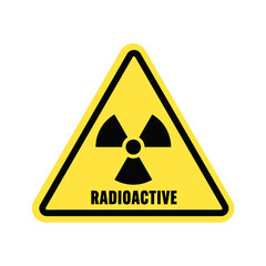RADIOACTIVEの文字と放射線のシンボルマークが入った三角の警告アイコン - 放射能・放射性物質のイメージ素材 © Spica