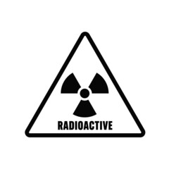 RADIOACTIVEの文字と放射線のシンボルマークが入った三角の警告アイコン - 放射能・放射性物質のイメージ素材 © Spica