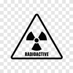 RADIOACTIVEの文字と放射線のシンボルマークが入った三角の警告アイコン - 放射能・放射性物質のイメージ素材 © Spica