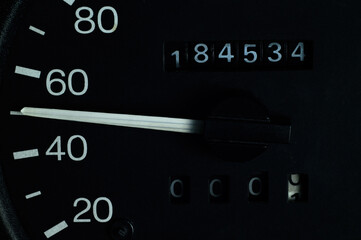 50 kilometers speed on a car speedometer.Close-up