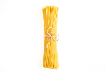 Raw spaghetti isolated on white