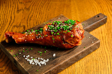Baked lamb, sheep leg with rosemary.