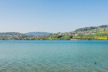 Beinwil, Hallwilersee, See, Seeufer, Seeuferweg, Naturschutzgebiet, Dorf, Meisterschwanden, Schifffahrt, Aargau, Sommer, Schweiz