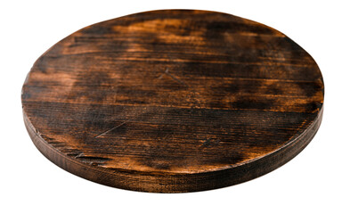 Round wooden cutting board. The texture of old wooden boards
