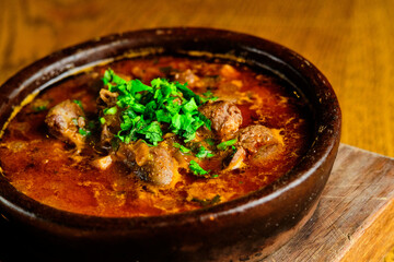 Georgian national dish roast in earthenware