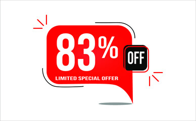 83% off limited offer. White and red banner with clearance details