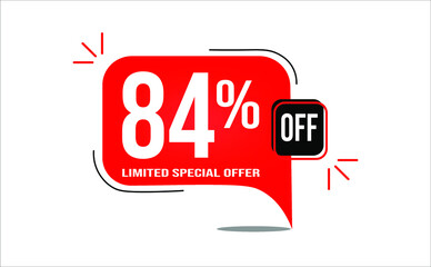 84% off limited offer. White and red banner with clearance details