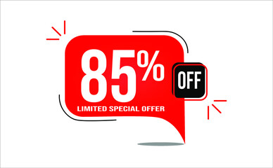 85% off limited offer. White and red banner with clearance details