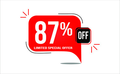 87% off limited offer. White and red banner with clearance details