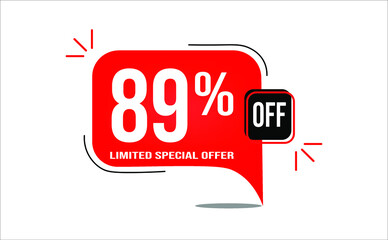 89% off limited offer. White and red banner with clearance details
