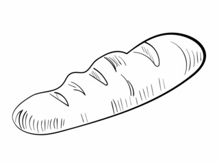 Doodle loaf illustration. Picnic vector icon set. Tasty bread. Black line art on white background.